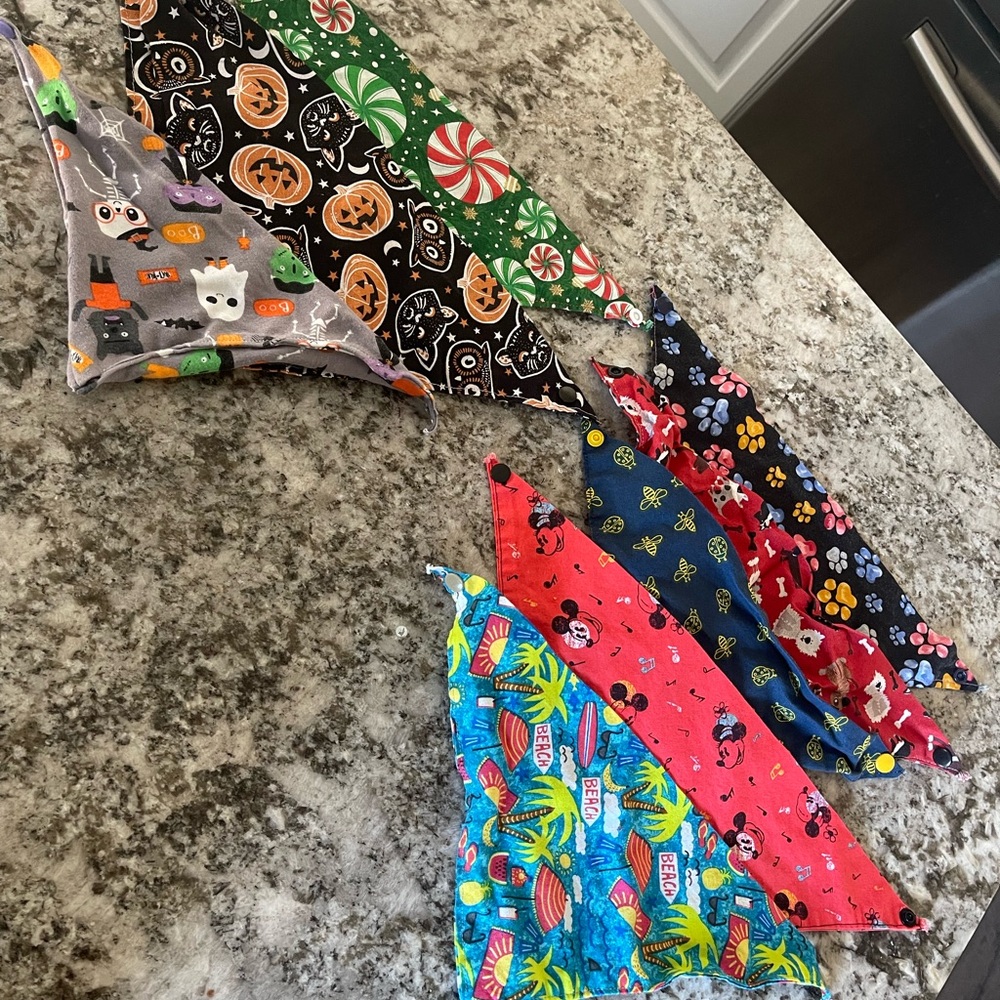 Set of pet bandana with snap bundle of 8